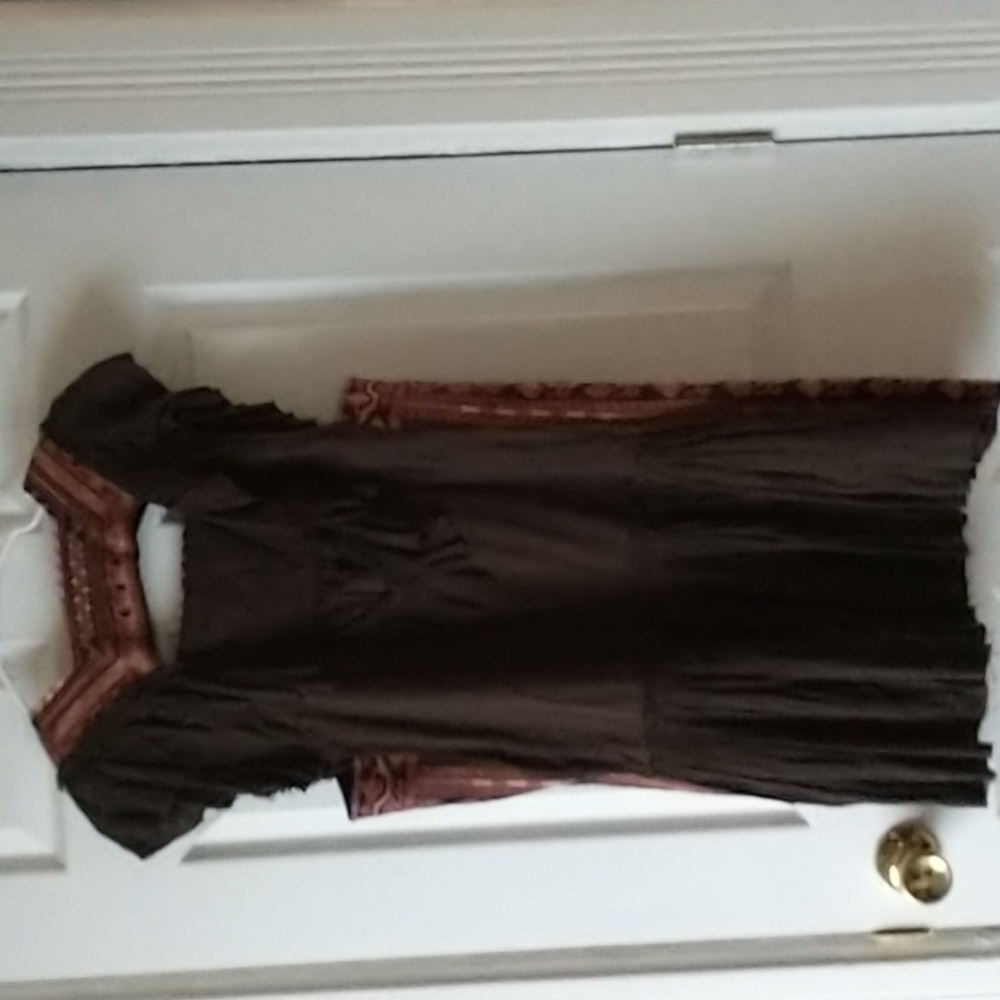 FREE PEOPLE Day Glow Mini Dress In Brown Combo M - Picture 3 of 9
